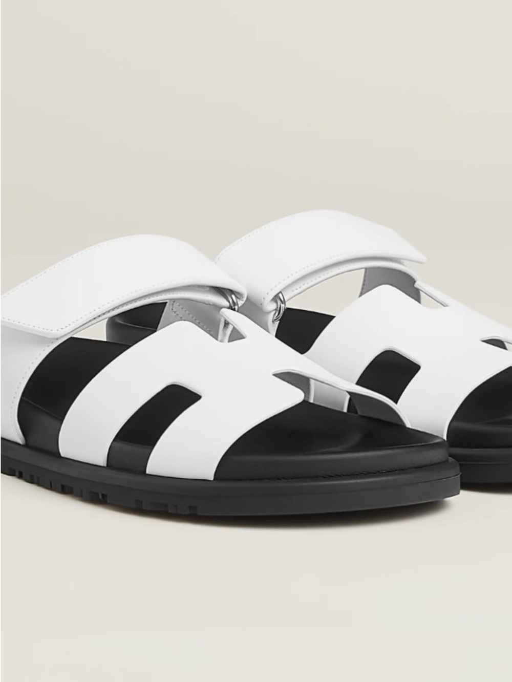 New Women Hermes Chypre Sandal White size 36.5